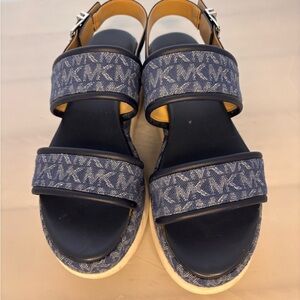Michael Kors Navy Logo Platform Sandals size 7.5